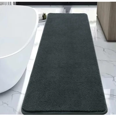 Abbildung von Rururug Badezimmermatte Weiche Mikrofaser Badematte, Badezimmerteppich Groß Bad Teppich 120x50cm, rutschfeste Waschbar Badvorleger, Grau