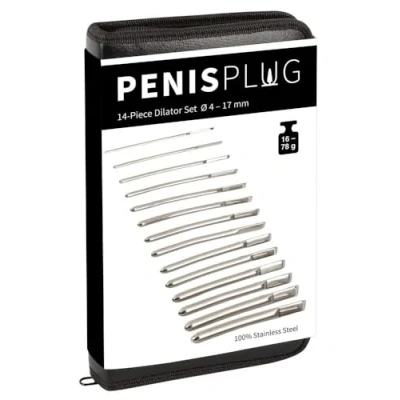 Abbildung von „14 Piece Dilator Set“, verschiedene Ø und Gewichte sortiert in edlem Etui