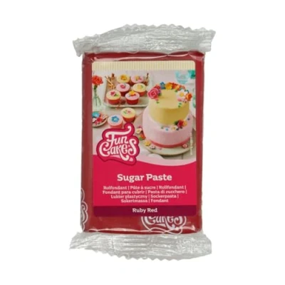 Abbildung von FunCakes Rollfondant Rubinrot: Einfach zu verwenden, glatt, flexibel, weich und biegsam, perfekt zum Dekorieren von Kuchen, halal, koscher glutenfrei, 250 g