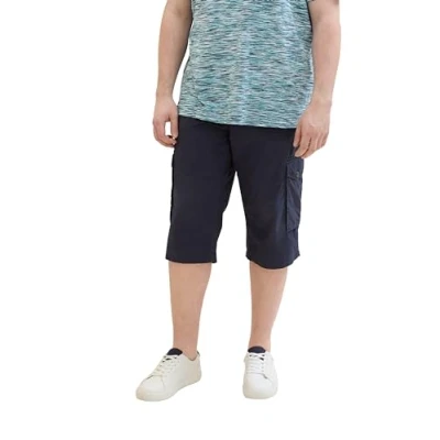 Abbildung von TOM Tailor PLUS Overknee Shorts, Herren, Größe: 46, Navy geometric structure