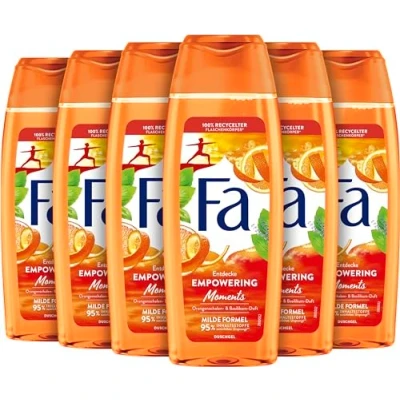 Abbildung von FA Duschgel Empowering Moments (6x 250ml) 95% Inhaltstoffe natürlichen Ursprungs für einen erfrischten Körper &amp; Geist mit beruhigenden Orangenschalen Basilikum Duft
