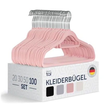 Abbildung von Blumtal Kleiderbügel Rutschfest Samtoptik Platzsparend, (100 tlg), Premium inkl. Krawattenhalter, 360 drehbar, Anti Rutsch Bügel