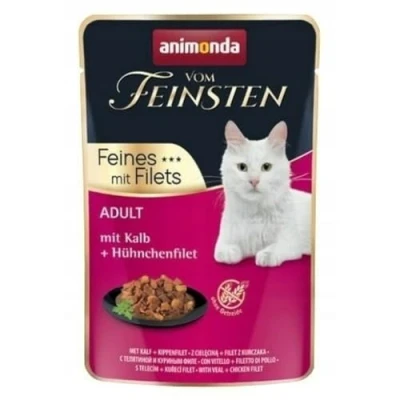 Abbildung von animonda Vom Feinsten Adult Katzenfutter, Nassfutter für ausgewachsene Katzen, Feines mit Filets, Kalb + Hühnchenfilet, 18 x 85 g