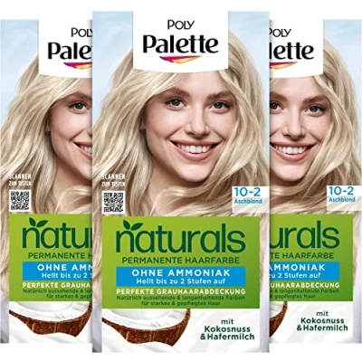 Abbildung von Palette Naturals Permanente Coloration 10 2 Aschblond (3 x 115 ml), pflegende Haarfarbe ohne Ammoniak, für bis zu Stufen Aufhellung und ein natürlich aussehendes Blond