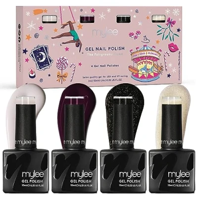 Abbildung von Mylee Gel Nagellack Set 4x10ml [The Fairground] Maniküre, Pediküre UV/LED Lack für den Professionellen Gebrauch im Salon sowie zu Hause [Weihnachten 2023] Lang Anhaltend und Einfach Aufzutragen