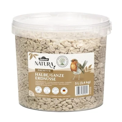 Abbildung von Dehner Natura Premium Wildvogelfutter, halbe / ganze Erdnüsse schalenfrei, Ganzjahresfutter proteinreich energiereich, hochwertiges Vogelfutter für Wildvögel, 3.4 kg