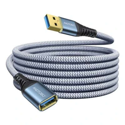 Abbildung von ANDTOBO USB Verlängerungskabel 3M, 3.0 Typ A Stecker auf Buchse High Speed Datenübertragung 5Gbps Kompatibel mit Gamepad, Drucker, Webcam, Tastatur, Stick, Hard Drive