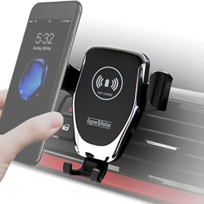 Abbildung von Handyhalterung Auto mit Ladefunktion KFZ Wireless Charger Handy Ladegerät für alle Smartphone Qi Standard das ideale Zubehör Halterung an der Lüftung