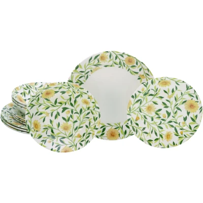 Abbildung von CreaTable, 16759, Serie Amarilla, 12 teiliges Geschirrset, Teller Set aus Steingut, spülmaschinen und mikrowellengeeignet, Qualitätsproduktion