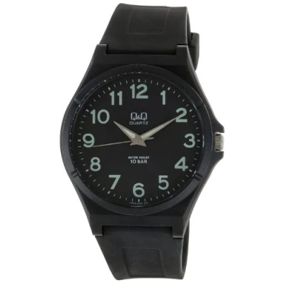 Abbildung von Q&amp;Q Herren Uhr Silikon 10 Bar Dornschließe Analog Quarz