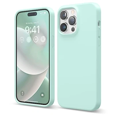 Abbildung von elago Schutzhülle für iPhone 14 Pro Max, Flüssigsilikon Hülle, Ganzkörper Schutzhülle, stoßfest, schlanke Handyhülle, kratzfestes weiches Mikrofaserfutter, 6,7 Zoll (17 cm), Helllila