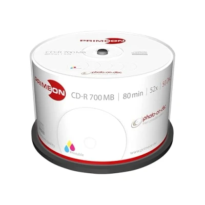 Abbildung von PRIMEON CD R 80Min/700MB/52x Cakebox (50 Disc), photo on disc Surface, Inkjet Fullsize Printable