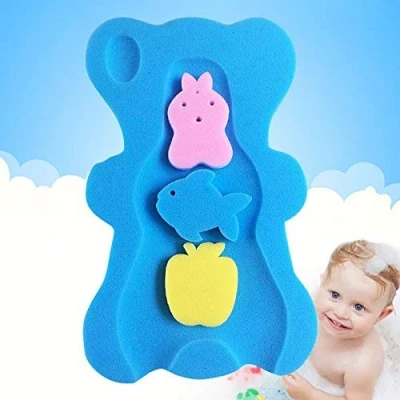 Abbildung von UNAOIWN Baby Bad Schwamm bequeme Kissen anti bakterielle und Skid Proof Badematte (Blau)