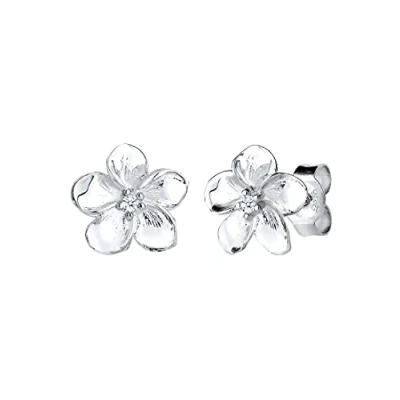 Abbildung von Elli DIAMONDS Paar Ohrstecker Frangipani Blüte Diamant Blume 925 Silber,
