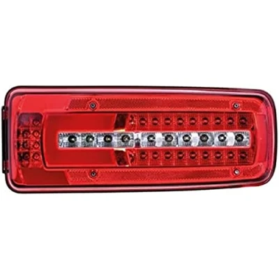 Abbildung von HELLA 2VD 012 381 251 Rückleuchte links LED schwarz 24 glasklar, Rot Heckverkabelung, Elektromagnetische Verträglichkeit (EMV), mit Schrauben