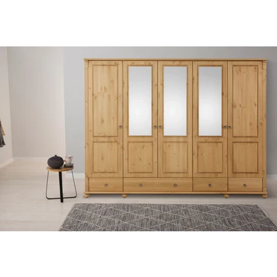 Abbildung von Home affaire Kleiderschrank &quot;Tessin&quot;, Breite 245 cm, Kiefer massiv, mit Spiegel