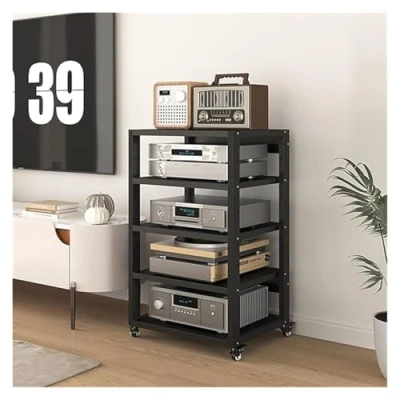Abbildung von Audio rack hifi regal 5 stufiger Video Turm, AV Medienständer, Stereo Schrank, Heimkino Club Lautsprecher, Verstärker, Receiver, CD Player, Aufbewahrungseinheit For Spielkonsolen Komponenten, Ec