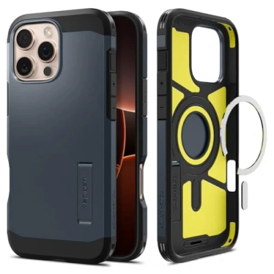 Abbildung von Apple iPhone 16 Pro Hülle MagSafe Kunststoff Spigen Hard Case/Backcover Handyhülle Silber
