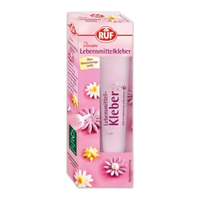 Abbildung von RUF Lebensmittelkleber, essbarer Glukose Kleber in der Tube, für Fondant Figuren, Marzipan und Zuckerdekor, einfach dosierbar, glutenfrei, vegan, 23g