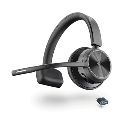 Abbildung von Schnurloses Headset Poly Voyager 4310 UC Ein Ohr Bluetooth mit Noise Cancelling Mikrofonarm Verbindung PC/Mac/Mobiltelefon per Kompatibel Teams, Zoom und mehr