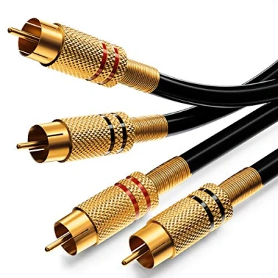 Abbildung von deleyCON 0,5m Audio Cinch Kabel 2x Stecker auf HiFi vergoldete Vollmetall RCA Receiver Heimkino Spielekonsole