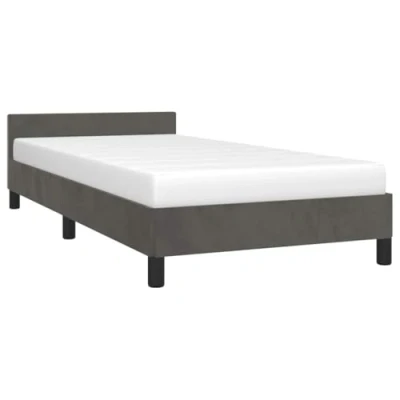 Abbildung von vidaXL Bettgestell mit Kopfteil, Bettrahmen Lattenrost, Bett Polsterbett Stützbeinen, Schlafzimmerbett Einzelbett, Dunkelgrau 100x200cm Samt