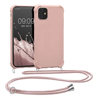 Abbildung von kwmobile Necklace Case kompatibel mit Apple iPhone 11 Hülle Cover Kordel zum Umhängen Silikon Schutzhülle Perlmutt