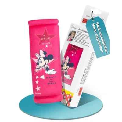 Abbildung von HiTS4KiDS Gurtpolster Auto für Kinder Schulterpolster passend Sicherheitsgurt &amp; Rucksack Gurtschutz mehr Komfort auf der Reise Gurtschoner Mädchen (Disney Minnie Mouse 20cm)