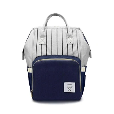 Abbildung von SONARIN Streifen Multifunktions Baby Wickelrucksack, Wickeltasche,Reise Rucksack Organizer mit Flasche isoliert Taschen,Wasserdicht, Große Kapazität, Stilvoll und Langlebig, Ideal Geschenk(Dunkelblau)