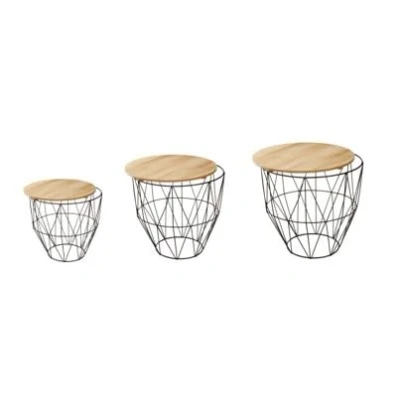 Abbildung von Geschenkestadl 3 Stück Korbtisch Kaffeetisch Beistelltisch Metallkorb Sofatisch Wohnzimmertisch