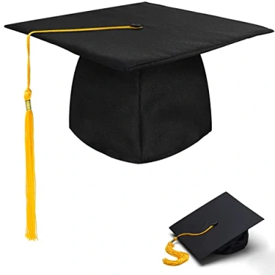 Abbildung von BOOSHMall Bachelor hut, Abschluss Hut Doktorhut Graduation Hat Absolventenkappe Absolventenhut für Abschlussfeiern vom Studium, Abitur, Hochschule, Universität Gelb