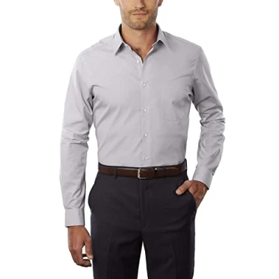 Abbildung von Van Heusen Herren Kleid Hemd tailliert Popeline Solid, hellgrau, 43 cm Hals 81 84 Ärmel