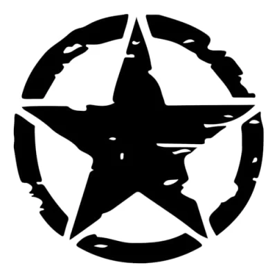 Abbildung von Finest Folia 2er Set Autoaufkleber Army Stern Sticker Folie für Auto Motorrad Anhänger Aufkleber US Star Motiv 3 selbstklebend wetterfest Kfz Zubehör (Schwarz Glanz, 20cm K169)