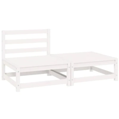 Abbildung von vidaXL Garten Lounge Set 2 TLG., Gartenmöbel Sitzgruppe für Terrasse Balkon, Modular Sofa Garnitur Loungemöbel, Weiß Kiefer Massivholz