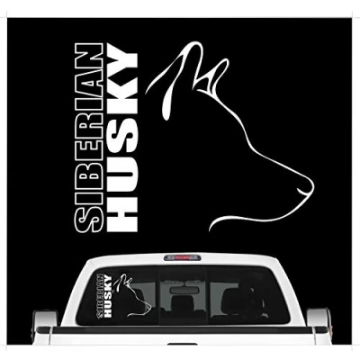 Abbildung von siviwonder Auto Aufkleber Siberian Husky Profil Hundeaufkleber White