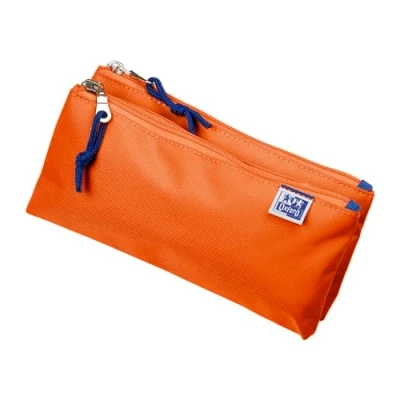 Abbildung von Oxford Federmäppchen für Mädchen und Jungen, Doppel Fach, 2 Taschen, langlebig, orange