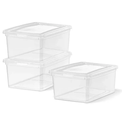 Abbildung von Iris Ohyama, Boite de Rangement Plastique Multi Usages, 16L, Lot 3, Transparent, Fermeture Facile, Empilable, pour Chambre, Cuisine, Bureau, Salle Bain, Vêtement, Jouet, Sans BPA, CNL 16E