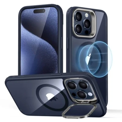 Abbildung von ESR für iPhone 15 Pro Max Hülle, kompatibel mit MagSafe, Militärnorm Schutzhülle, integrierter Versteck Ständer Handy Case, Kratzfeste Rückseite, Classic Serie, Dunkelblau