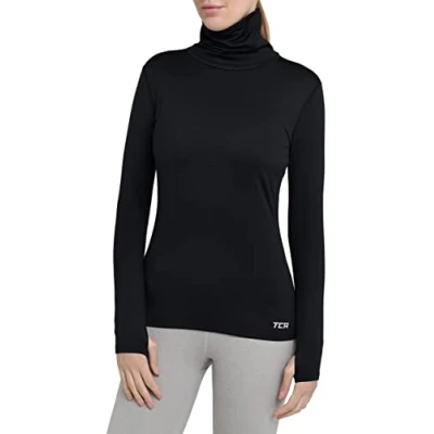 Abbildung von TCA Langarmshirt Damen Winter Laufshirt Langarm mit Reißverschluss Schwarz, S (1 tlg)