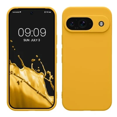 Abbildung von kwmobile Handyhülle kompatibel mit Google Pixel 9 Hülle Handy Case aus weichem Silikon in Honiggelb