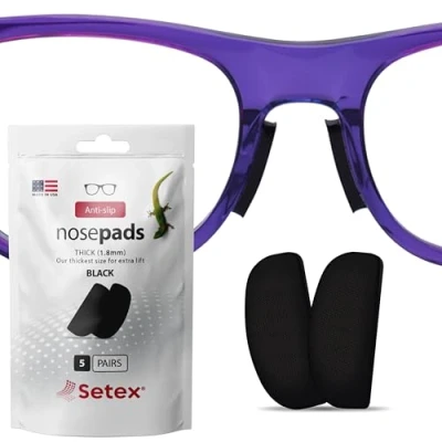 Abbildung von Setex Gecko Grip 1.8mm Thick Anti Slip Eyeglass Nose Pads, (5 Black Pair) USA Made, 2500 Innovative Microstructured Fibers per Pad, x 7mm 16mm