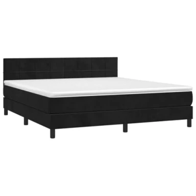 Abbildung von vidaXL Boxspringbett, Doppelbett mit Matratze Matratzenauflage, Bettgestell Lattenrost Kopfteil, Polsterbett Bett für Schlafzimmer, Schwarz 180x200cm Samt