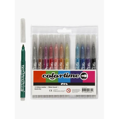 Abbildung von Colortime Glitzerfilzstifte Gemischte Farben 12 Stück