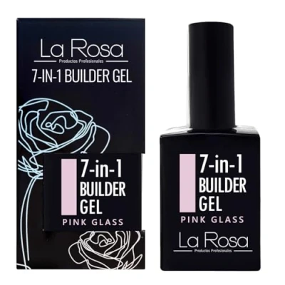 Abbildung von LaRosa 7 in 1 BUILDER Gel a Bottle UV Aufbaugel für Nageldesign und Nailart 15 ml PINK GLASS