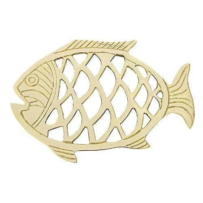Abbildung von linoows Topf Untersetzer Fisch, maritimer Topfuntersetzer aus Messing