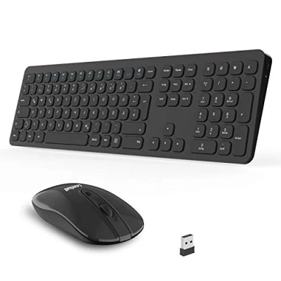 Abbildung von LeadsaiL Tastatur Maus Set Kabellos,Ergonomische und Tastatur,Funk PC in Voller Größe, Deutsch QWERTZ Layout, Leise Tasten Maustasten,12 FN Für Windows, macOS, Laptop