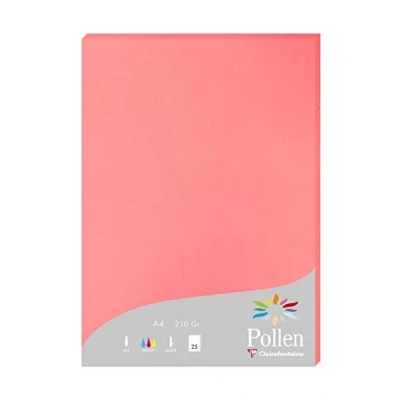 Abbildung von Clairefontaine 24235C Packung mit 25 Karten Pollen 210g, DIN A4, 21 x 29,7cm, Litschi