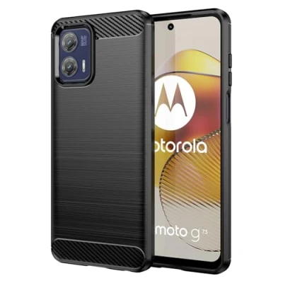 Abbildung von betterfon Hülle für Motorola Moto G73 5G Handyhülle Carbon Outdoor Handy Tasche in Schwarz