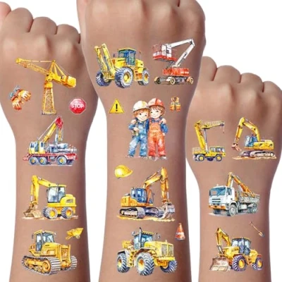 Abbildung von Glitzer Tattoo Set Kinder (Baufahrzeug)