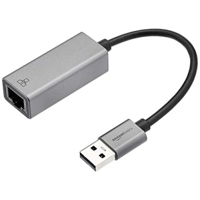 Abbildung von Amazon Basics USB 3.0aufGigabitEthernetAdapter, mit Aluminiumgehäuse, 5 cm x 2.11 1.5 cm, Grau